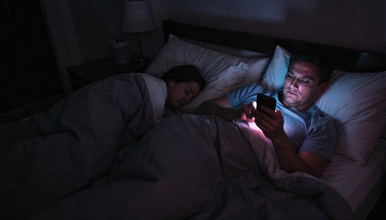 Boyfriend hiding his phone screen, suspicious phone behavior