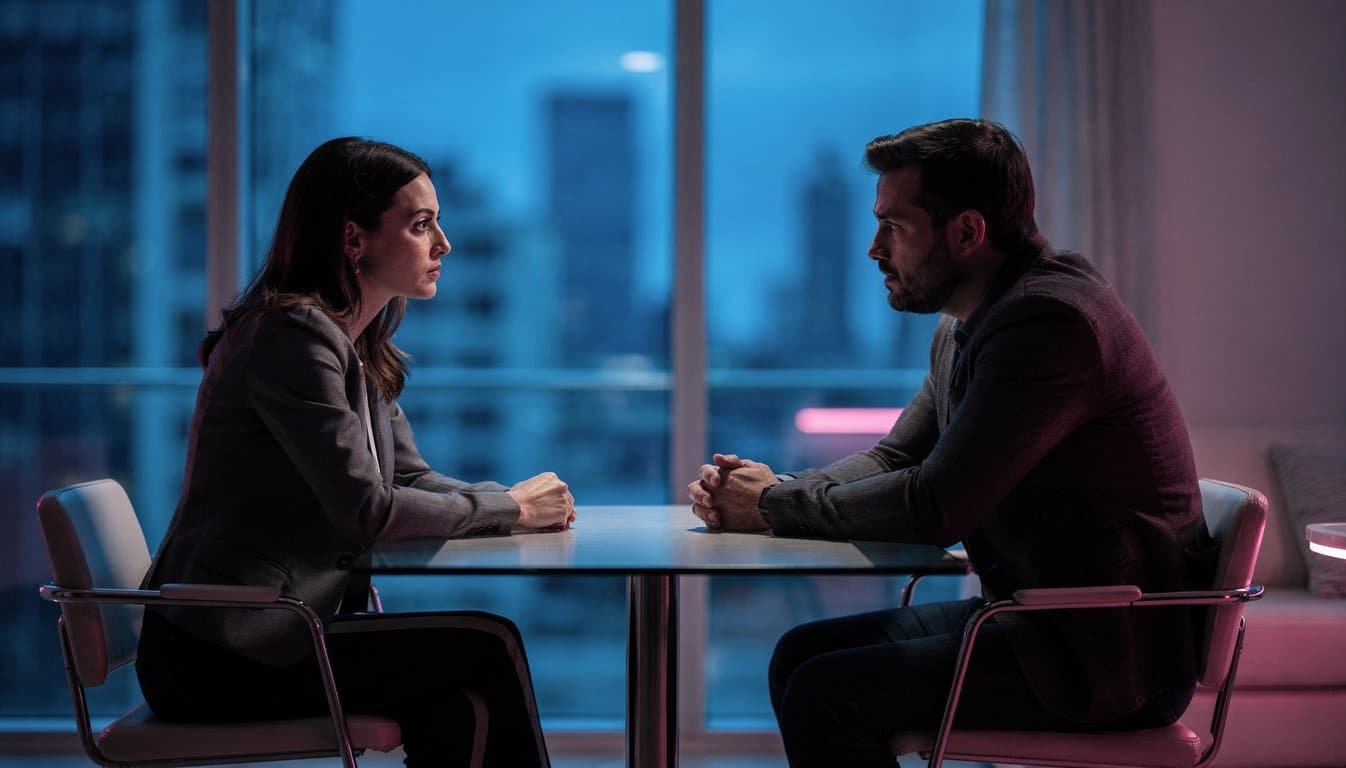 Couple having a difficult conversation about cheating